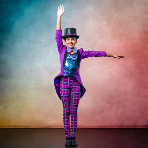 Dancer in recital costume at Allegro Music and dance Tucson.