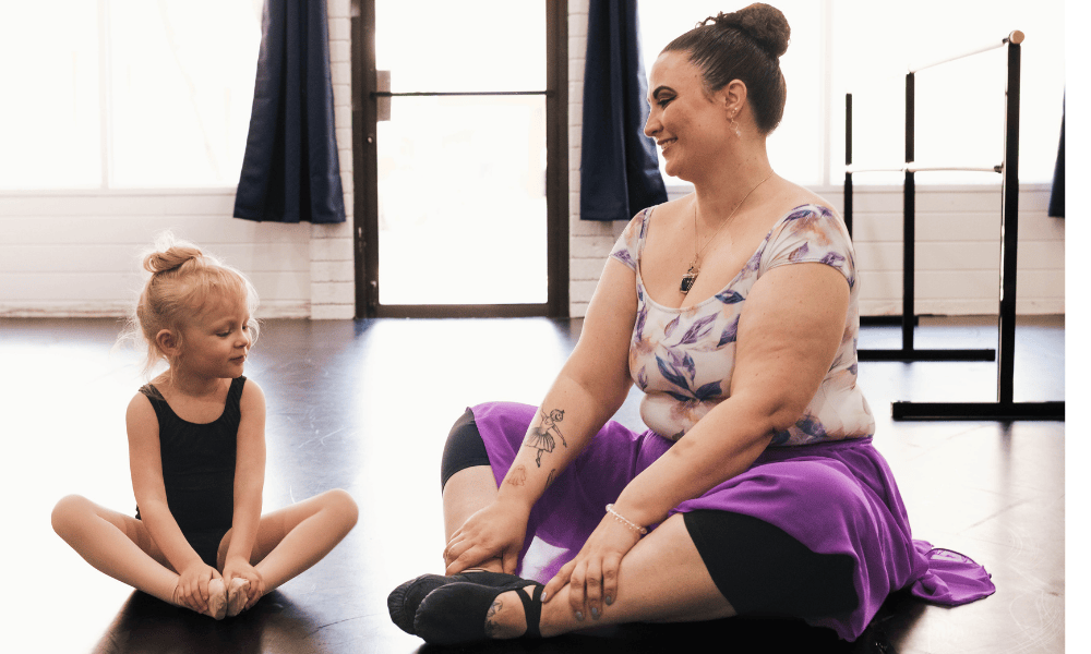 Teacher and Students in pre-ballet class at Allegro Music and Dance in Tucson.